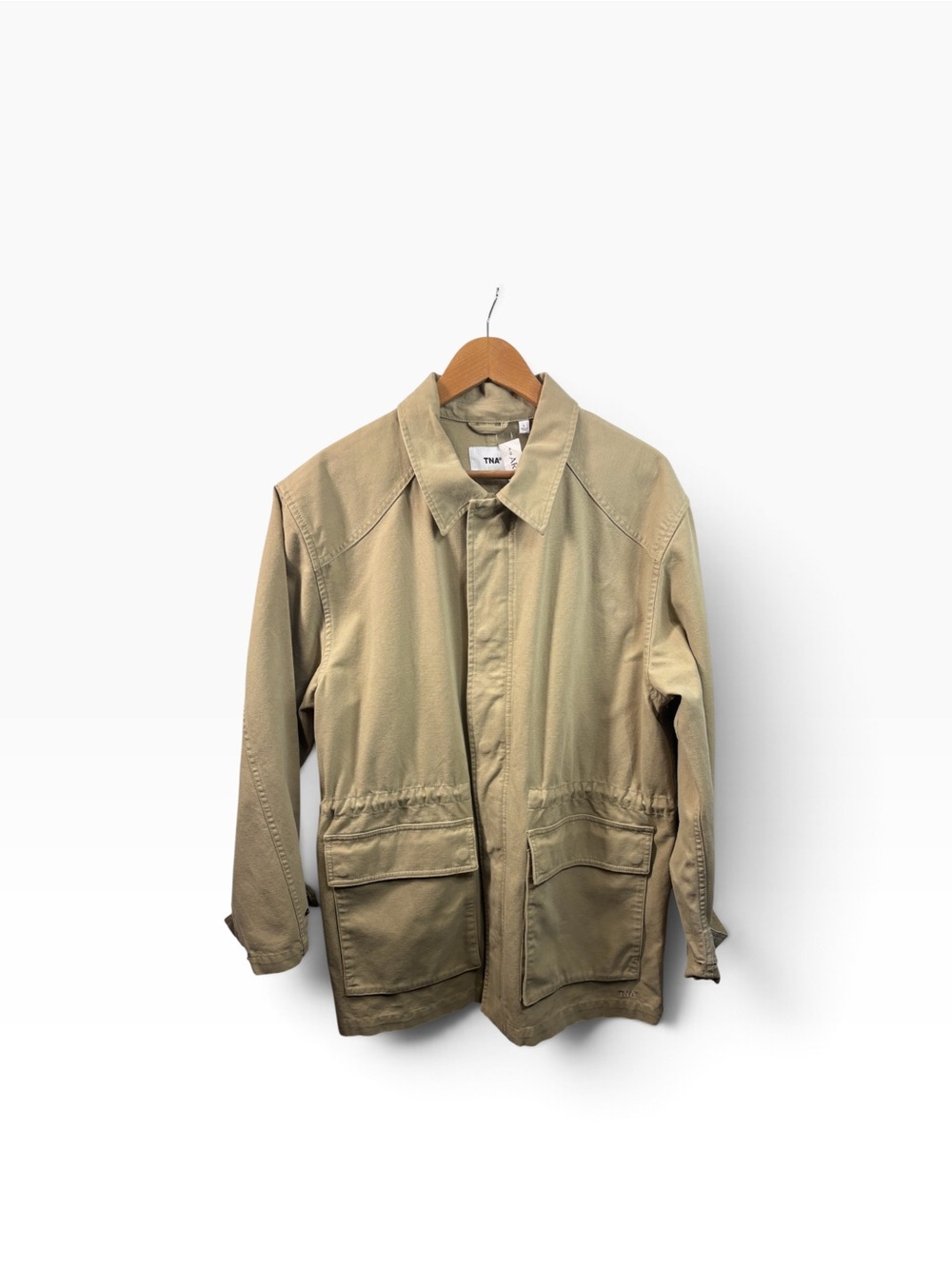 TNA Aritzia Jasper Field Jacket Tan Khaki Zip Snap Front Jacket NWT Womens large